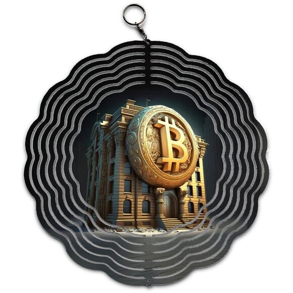 Coin Bank Digital Currency Logo Design Wind Spinner - Picture 1 of 3